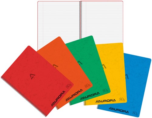Schrift Aurora A4 lijn 120blz 80gr spiraal assorti