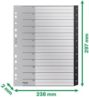 Tabblad Leitz Recycle A4 11-gaats 1-12 extra breed PP-5