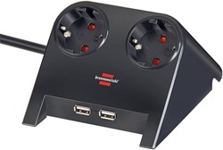 Stekkerdoos Brennenstuhl  bureau 2vdig incl 2 USB 1.8m zwart