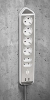 Stekkerdoos Brennenstuhl bureau Estilo 6 voudig inclusief 2 USB 200cm wit/zilver-2