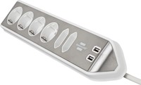 Stekkerdoos Brennenstuhl bureau Estilo 6 voudig inclusief 2 USB 200cm wit/zilver-2