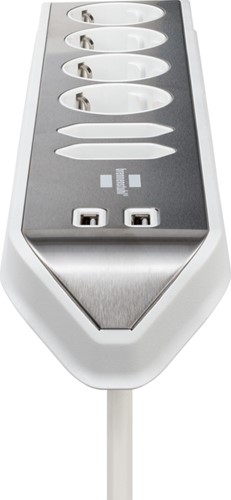 Stekkerdoos Brennenstuhl bureau Estilo 6 voudig inclusief 2 USB 200cm wit/zilver-3