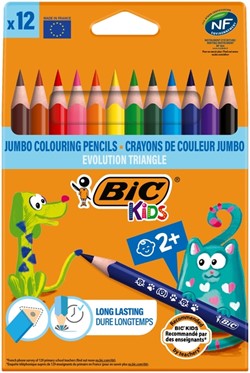 Kleurpotloden BicKids Evolution ecolutions triangle assorti etui à 12 stuk