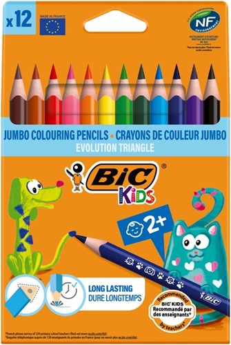Kleurpotloden BicKids Evolution ecolutions triangle assorti etui à 12 stuk