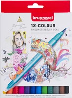 Duotip Bruynzeel Expression fineliner en brushpen assorti 12 stuks