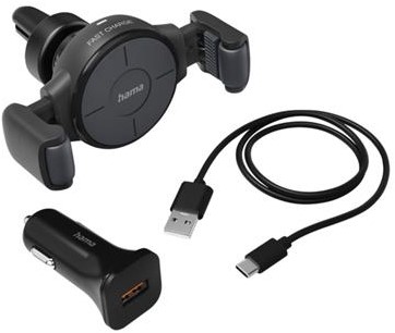 Autolader Hama draadloos QI-Charge 10W antraciet