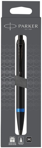 Balpen Parker IM black blue vibrant ring medium blister à 1 stuk