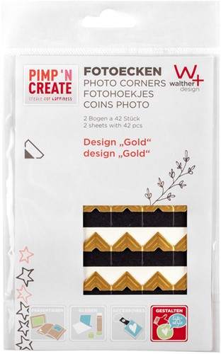 Fotohoeken walther design goud 2 vellen à 42 stuks