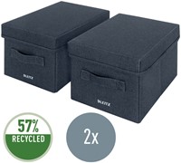 Opbergdoos Leitz gestoffeerd met deksel 190x160x285mm grijs 2 st-2