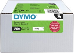 Labeltape Dymo LabelManager D1 polyester 12mmx7m zwart op wit 20 stuks