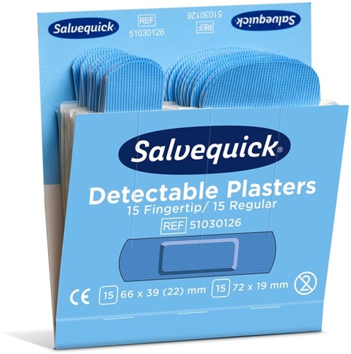 Pleisters Salvequick blauw detectabel mix 6x 30 stuks-3