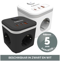 Stekkerblok Fellowes Power Cube F 3 voudig 1xUSB A 2xUSB C 2 meter wit-3