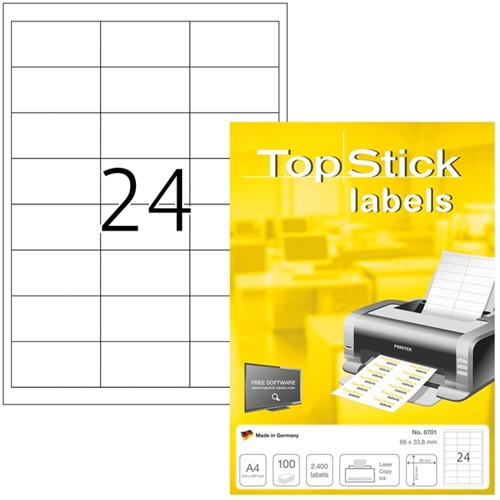 Etiket TopStick 8701 66x33.8mm wit 2400 stuks