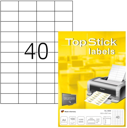 Etiket TopStick 8698 52.5x29.7mm wit 4000 stuks