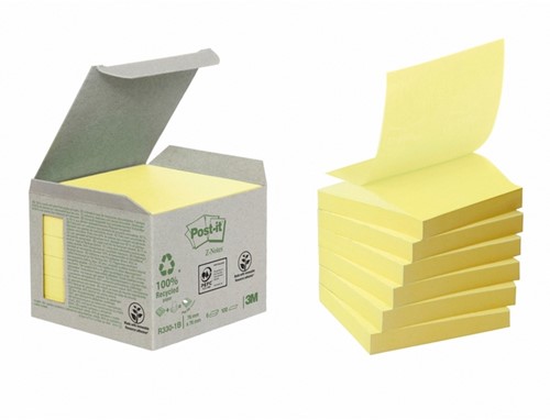 Memoblok 3M Post-it Z-Note R330 76x76mm recycled geel