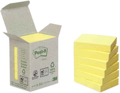 Memoblok 3M Post-it 653 38x51mm recycled geel