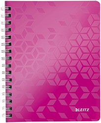 Notitieboek Leitz WOW A5 spiraal 160 pagina's lijn roze