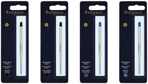 Balpenvulling Waterman fijn zwart blister à 1 stuk-2