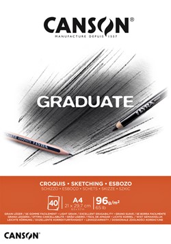 Schetsboek Canson Graduate Croquis A4 96gr 40 vel