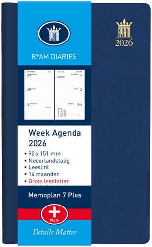 Agenda 2025 Ryam Memoplan 7 Plus Mundior 7dagen/2pagina's assorti
