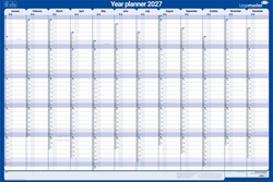 Jaarplanner 2027 Legamaster 1 persoon 90x60cm horizontaal gelamineerd Engelstalig