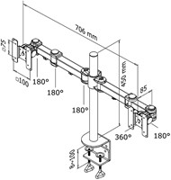 Monitorarm Neomounts D960D 2x10-27" met klem zwart X-2