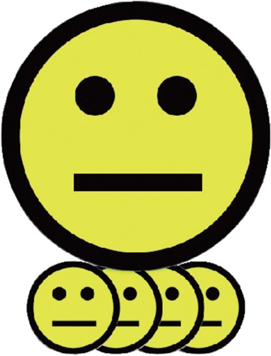 Magneet smiley 75mm emotie neutraal geel 5 stuks
