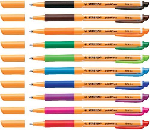 Rollerpen STABILO PointVisco 1099/10 fijn assorti etui à 10 stuks-2