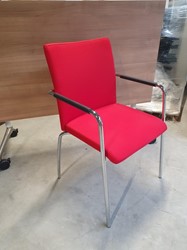 Re-Use stoel HL Alfa HS0212, 4P chroom, rood gestoffeerd