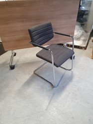 Re-Use stoel HL Alfa HS0110ca chroom / grijs gestoffeerd met padding